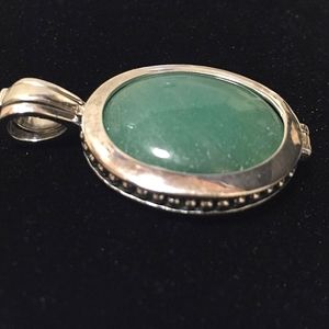 Vintage Sterling Silver Reversible Jade Pendant